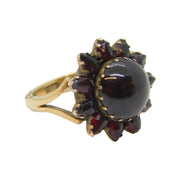 9ct Yellow Gold Bohemian Garnet Set Floral Dress Ring Antique 1921 Birmingham