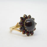 9ct Yellow Gold Bohemian Garnet Set Floral Dress Ring Antique 1921 Birmingham