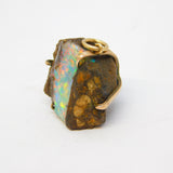 9ct Yellow Gold Mounted True Boulder Opal Set Drop Pendant Antique c1920