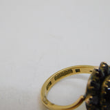 9ct Yellow Gold Bohemian Garnet Set Floral Dress Ring Antique 1921 Birmingham