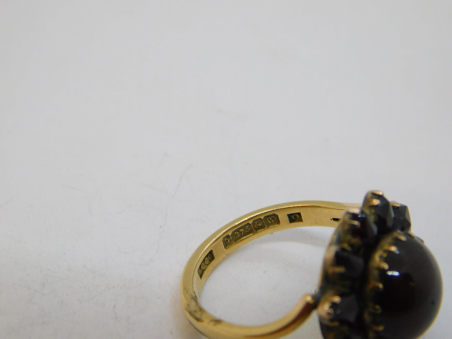 9ct Yellow Gold Bohemian Garnet Set Floral Dress Ring Antique 1921 Birmingham