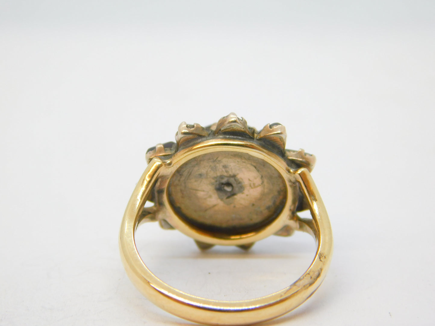 9ct Yellow Gold Bohemian Garnet Set Floral Dress Ring Antique 1921 Birmingham