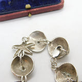 Sterling Silver Seashell & Starfish Handmade Bracelet Vintage c1970 7" Length