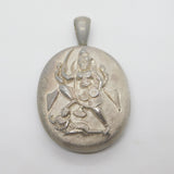 Victorian Anglo-Indian Sterling Silver Large Locket Pendant Antique c1890