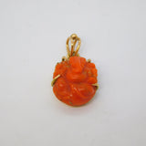 19th Century 15ct Gold Carved Red Coral Ganesh Hindu Pendant Antique c1860
