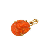 19th Century 15ct Gold Carved Red Coral Ganesh Hindu Pendant Antique c1860