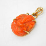 19th Century 15ct Gold Carved Red Coral Ganesh Hindu Pendant Antique c1860