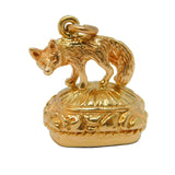 9ct Yellow Gold Standing Fox Carnelian Agate Set Fob Seal Vintage 1958 Birmingham