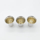 Set Of Three Sterling Silver Floral Etched Shot Cups Antique 1919 Art Deco