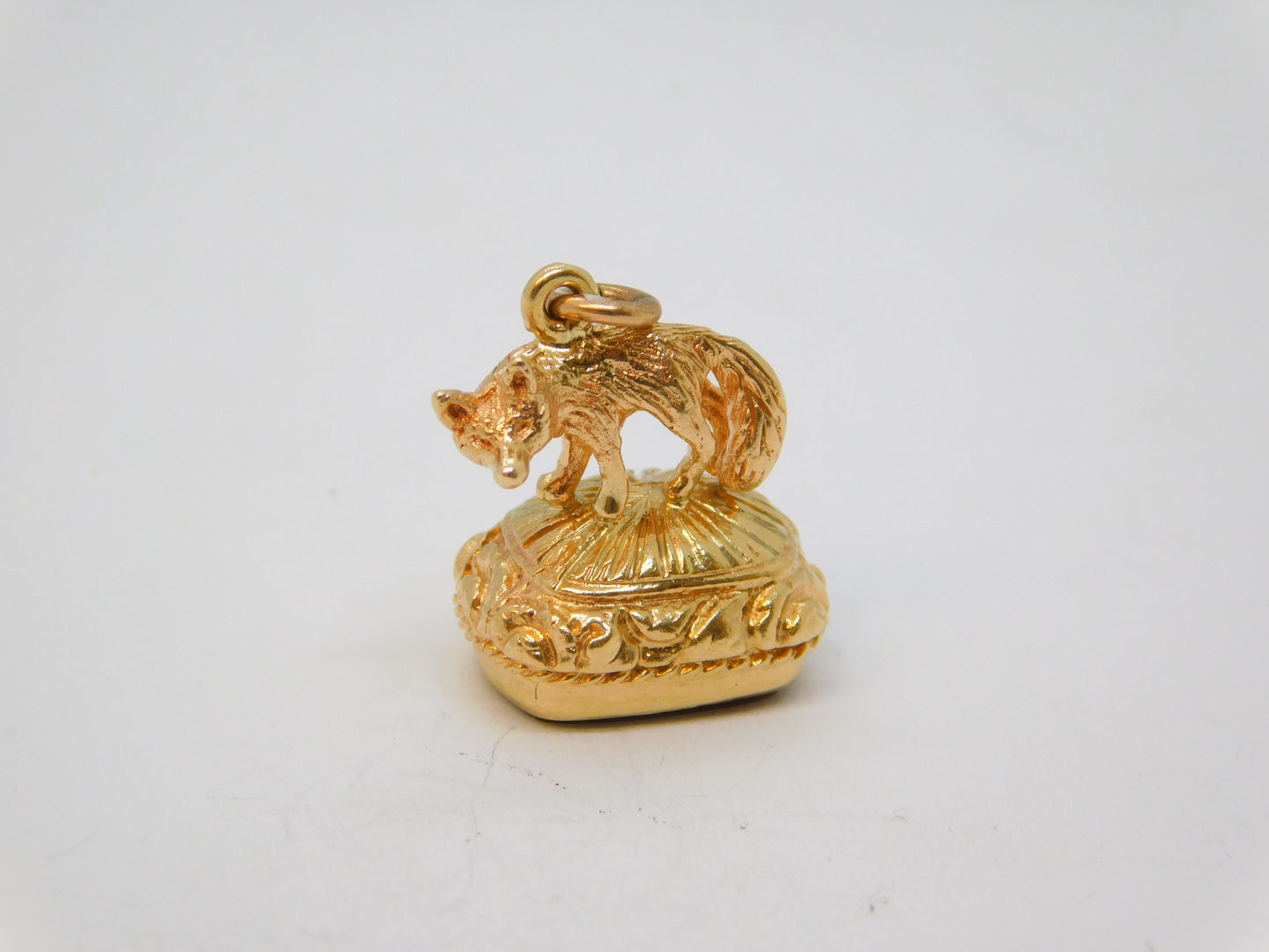 9ct Yellow Gold Standing Fox Carnelian Agate Set Fob Seal Vintage 1958 Birmingham