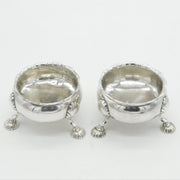George II Pair of Sterling Silver Shell Foot Salt Cellars Antique 1757 London