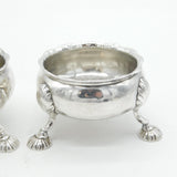 George II Pair of Sterling Silver Shell Foot Salt Cellars Antique 1757 London