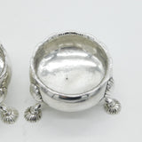 George II Pair of Sterling Silver Shell Foot Salt Cellars Antique 1757 London