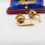 Russian 14ct Rose Gold & Pave Set White Sapphire Clip Earrings Vintage c1960