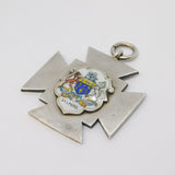 Edwardian Sterling Silver & Enamel Salford Crest Fob Medal Antique 1909 Birmingham