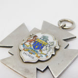 Edwardian Sterling Silver & Enamel Salford Crest Fob Medal Antique 1909 Birmingham