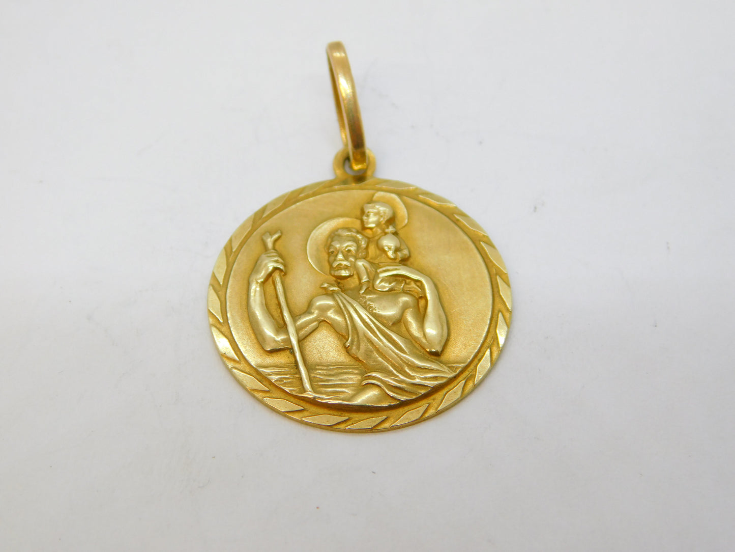 9ct Yellow Gold St. Christopher Patron Saint of Travel Pendant Vintage c1970