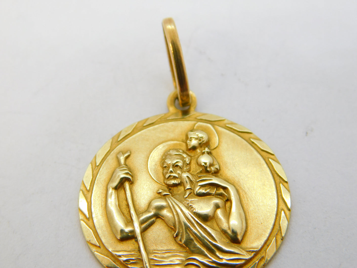 9ct Yellow Gold St. Christopher Patron Saint of Travel Pendant Vintage c1970