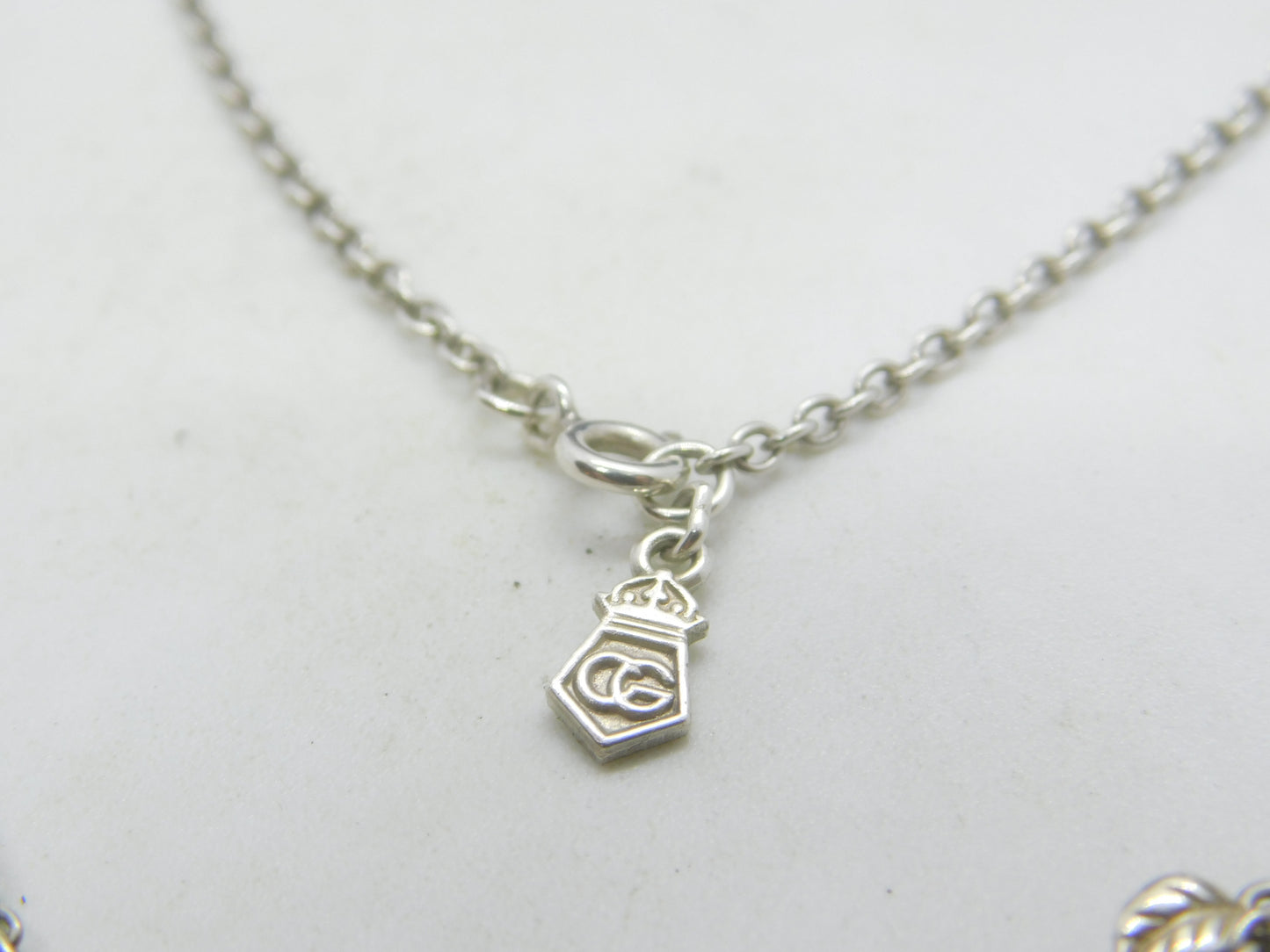Clogau Welsh Sterling Silver & Peridot Leaf Pattern Necklace Vintage c2000