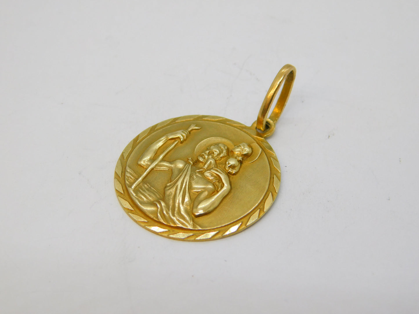 9ct Yellow Gold St. Christopher Patron Saint of Travel Pendant Vintage c1970
