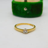 18ct Yellow Gold & 0.1ct Diamond Solitaire Ring Vintage 1959 Birmingham