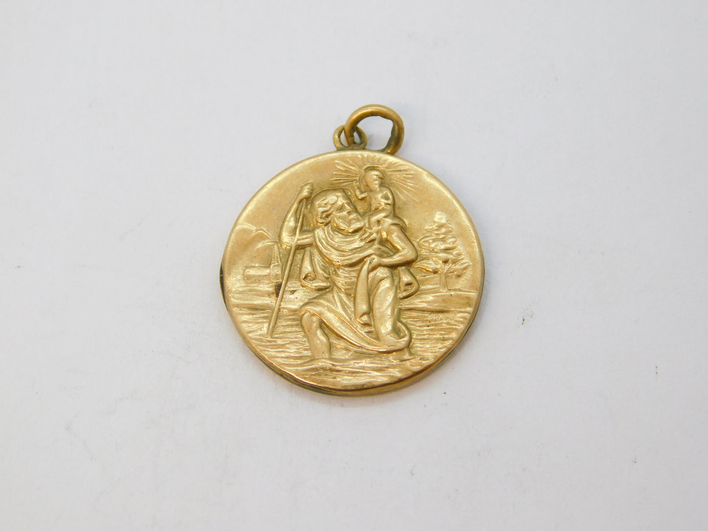 9ct Yellow Gold St Christopher Travel Pendant with Reverse Vintage 1959 Chester