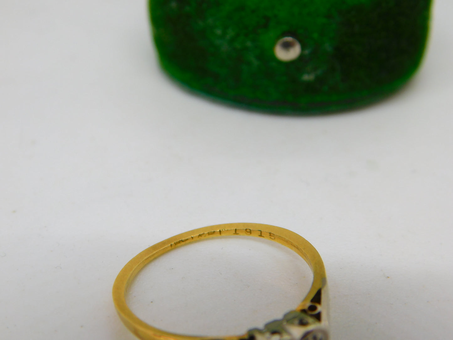 18ct Gold & Platinum Set 0.2ct Diamond Set Heart Shaped Ring Antique c1910