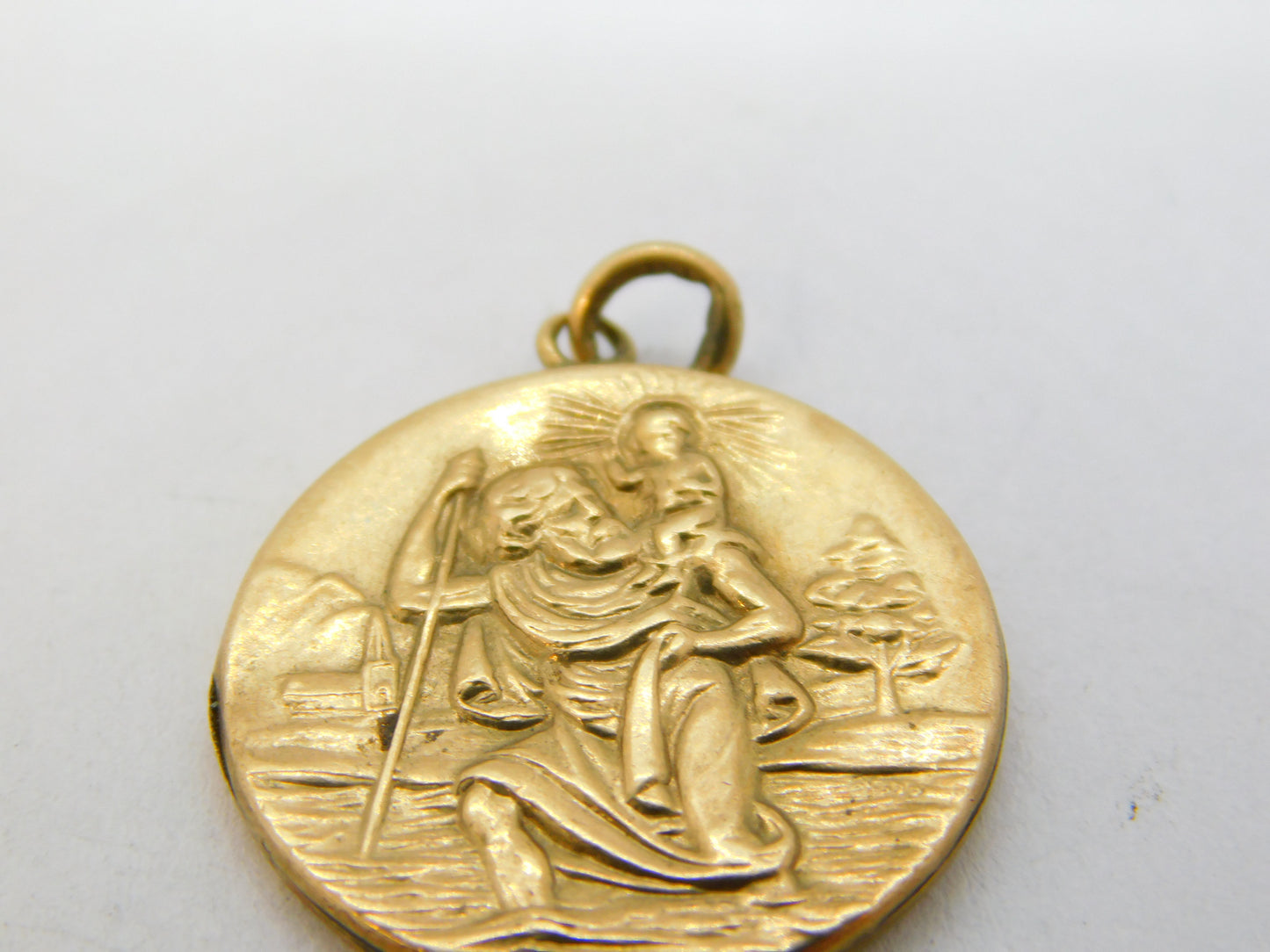9ct Yellow Gold St Christopher Travel Pendant with Reverse Vintage 1959 Chester
