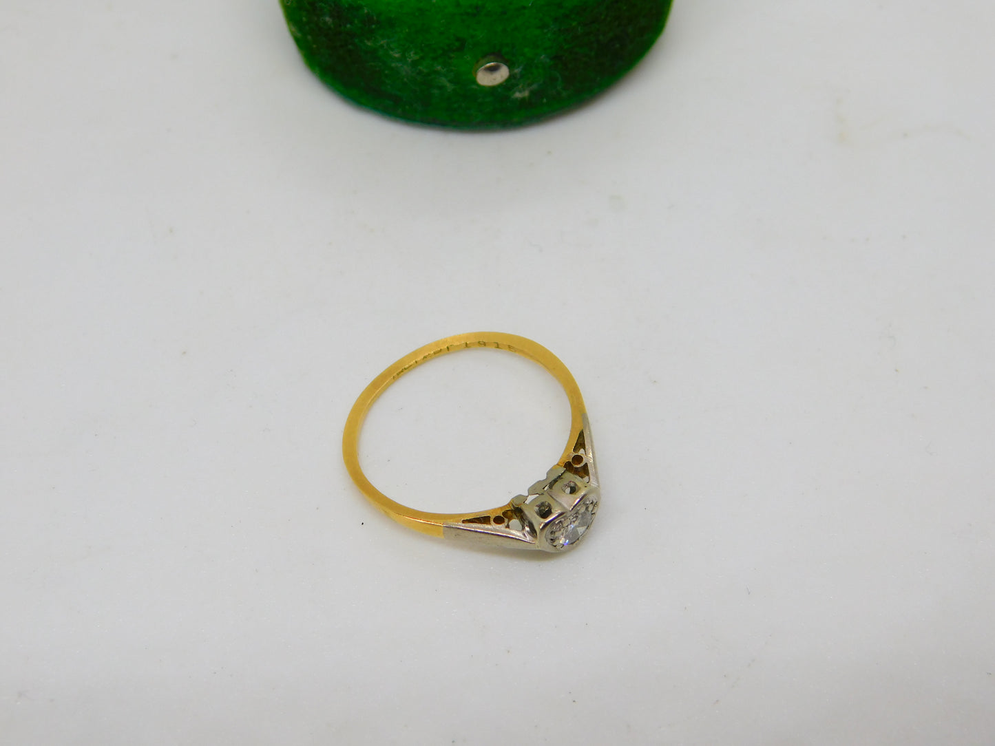 18ct Gold & Platinum Set 0.2ct Diamond Set Heart Shaped Ring Antique c1910