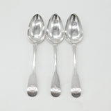 Set of 3 Georgian Scottish Sterling Silver Crested Serving Spoons 1821 Edinburgh