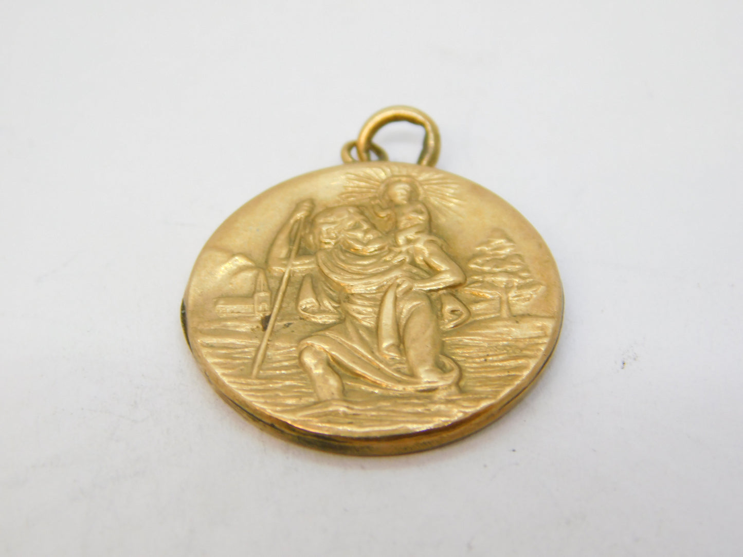 9ct Yellow Gold St Christopher Travel Pendant with Reverse Vintage 1959 Chester