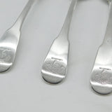 Set of 3 Georgian Scottish Sterling Silver Crested Serving Spoons 1821 Edinburgh