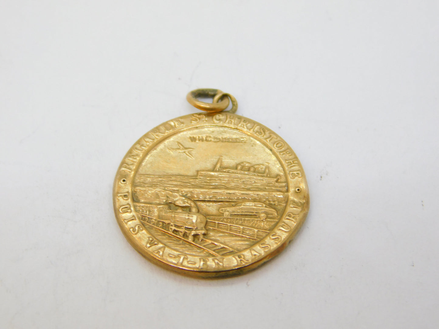 9ct Yellow Gold St Christopher Travel Pendant with Reverse Vintage 1959 Chester