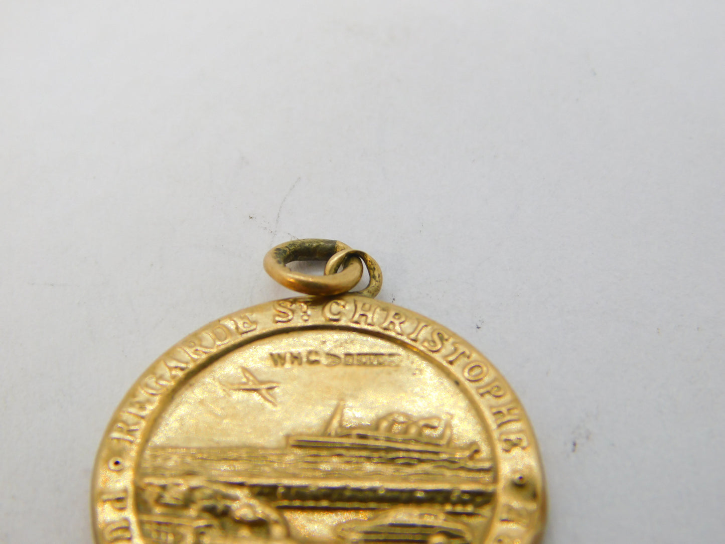 9ct Yellow Gold St Christopher Travel Pendant with Reverse Vintage 1959 Chester