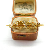 Victorian 9ct Yellow Gold Seed Pearl Floral Sweetheart Brooch 1899 Chester