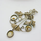 Sterling Silver, Mother of Pearl & Enamel Sunflower Pendant Antique c1920 Deco