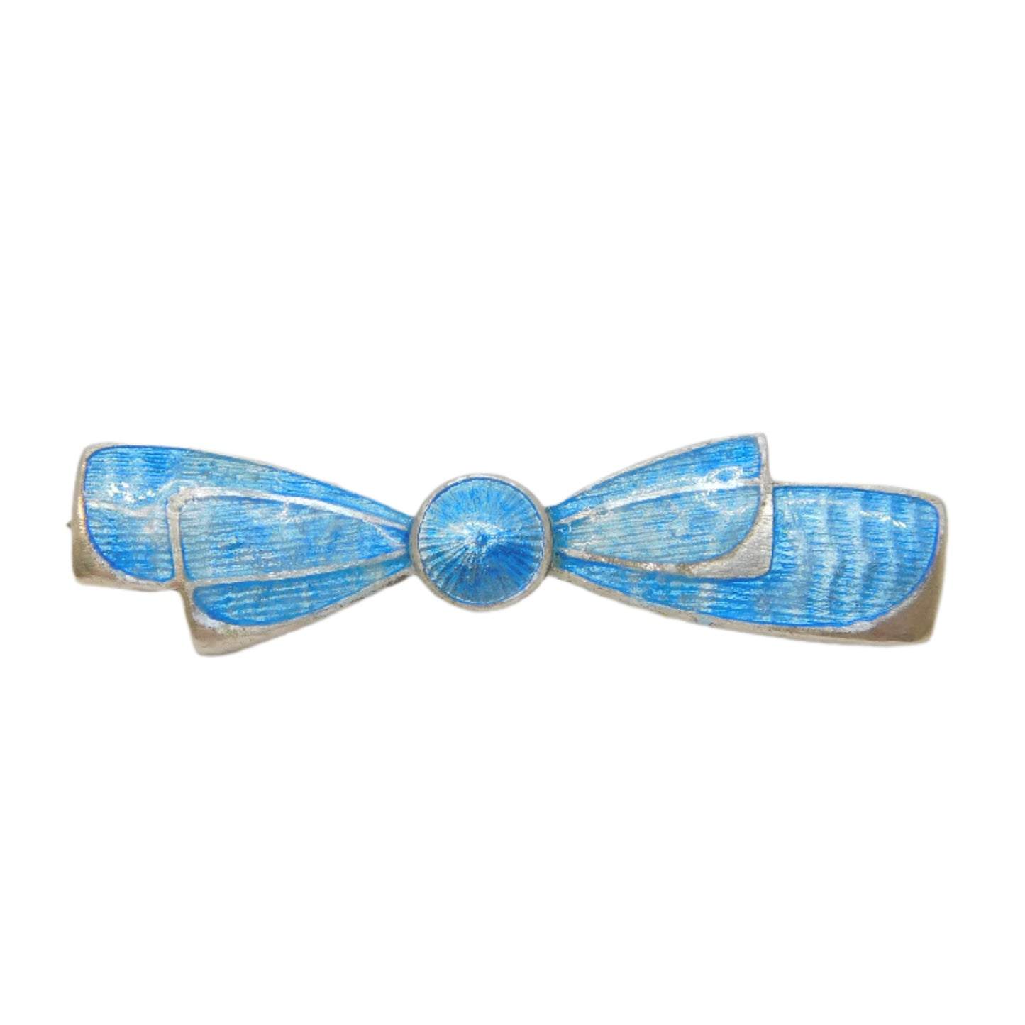 Charles Horner Sterling Silver Blue Enamel Bow Tie Brooch Antique c1920 Deco
