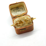Victorian 9ct Yellow Gold Seed Pearl Floral Sweetheart Brooch 1899 Chester