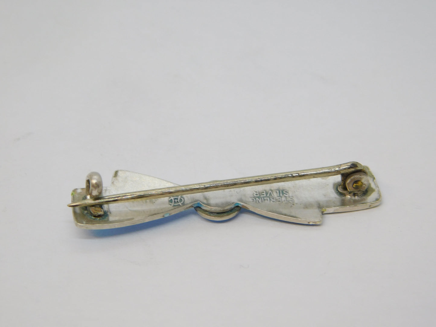 Charles Horner Sterling Silver Blue Enamel Bow Tie Brooch Antique c1920 Deco