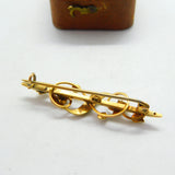Victorian 9ct Yellow Gold Seed Pearl Floral Sweetheart Brooch 1899 Chester