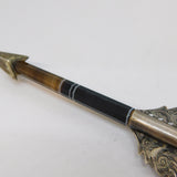 Scottish Victorian Sterling Silver & Banded Agate Arrow Brooch Antique c1860