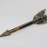 Scottish Victorian Sterling Silver & Banded Agate Arrow Brooch Antique c1860
