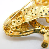 9ct Yellow Gold, Sapphire, Ruby, Diamond Panther Brooch Vintage 1988 Birmingham