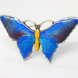 Sterling Silver Guilloche Enamel Butterfly Sweetheart Brooch Antique c1920