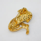 9ct Yellow Gold, Sapphire, Ruby, Diamond Panther Brooch Vintage 1988 Birmingham