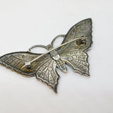Sterling Silver Guilloche Enamel Butterfly Sweetheart Brooch Antique c1920