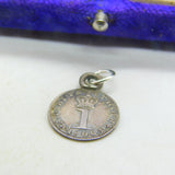 George III Sterling Silver Maundy One Penny Coin Charm Pendant Antique 1800