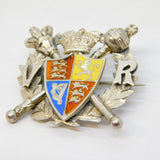 Victorian Sterling Silver & Enamel Golden Jubilee Brooch Antique 1886 Birmingham