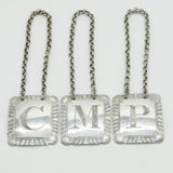 George III Set of Sterling Silver Decanter Labels Port, Claret, Madeira Antique 1815 London