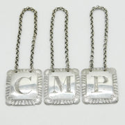 George III Set of Sterling Silver Decanter Labels Port, Claret, Madeira Antique 1815 London